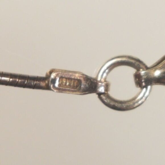 April Anselona Signed Pendant Necklace Double Sided Signed 925 Silver Chain - Picture 3 of 12